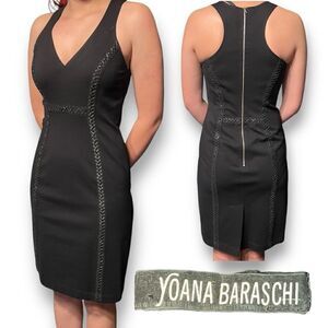 Yoana Baraschi Women's Febe II Andy Lace Up V Neck Bodycon Dress Black Size 6